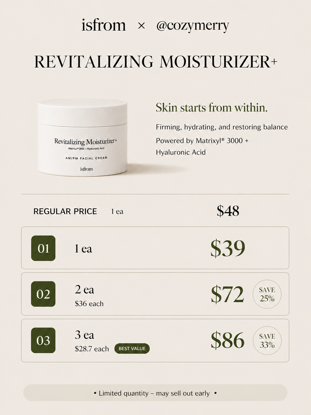 ISFROM Revitalizing Moisturizer