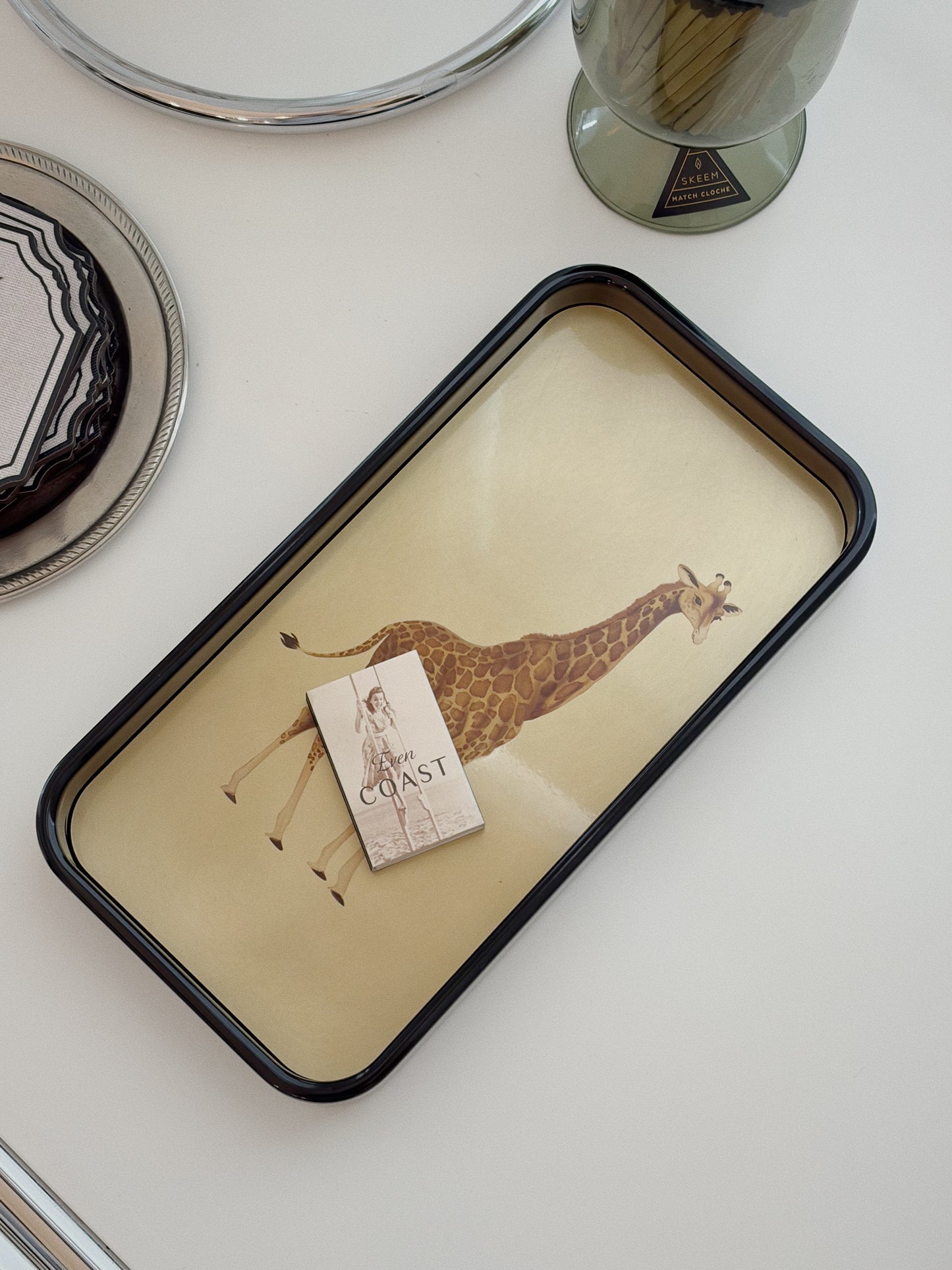 Round Animal Print Brass Tray