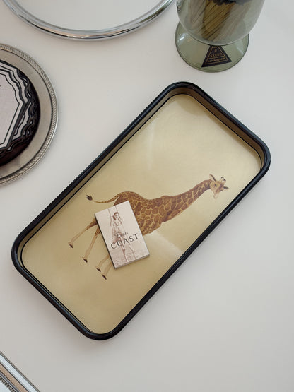 Round Animal Print Brass Tray