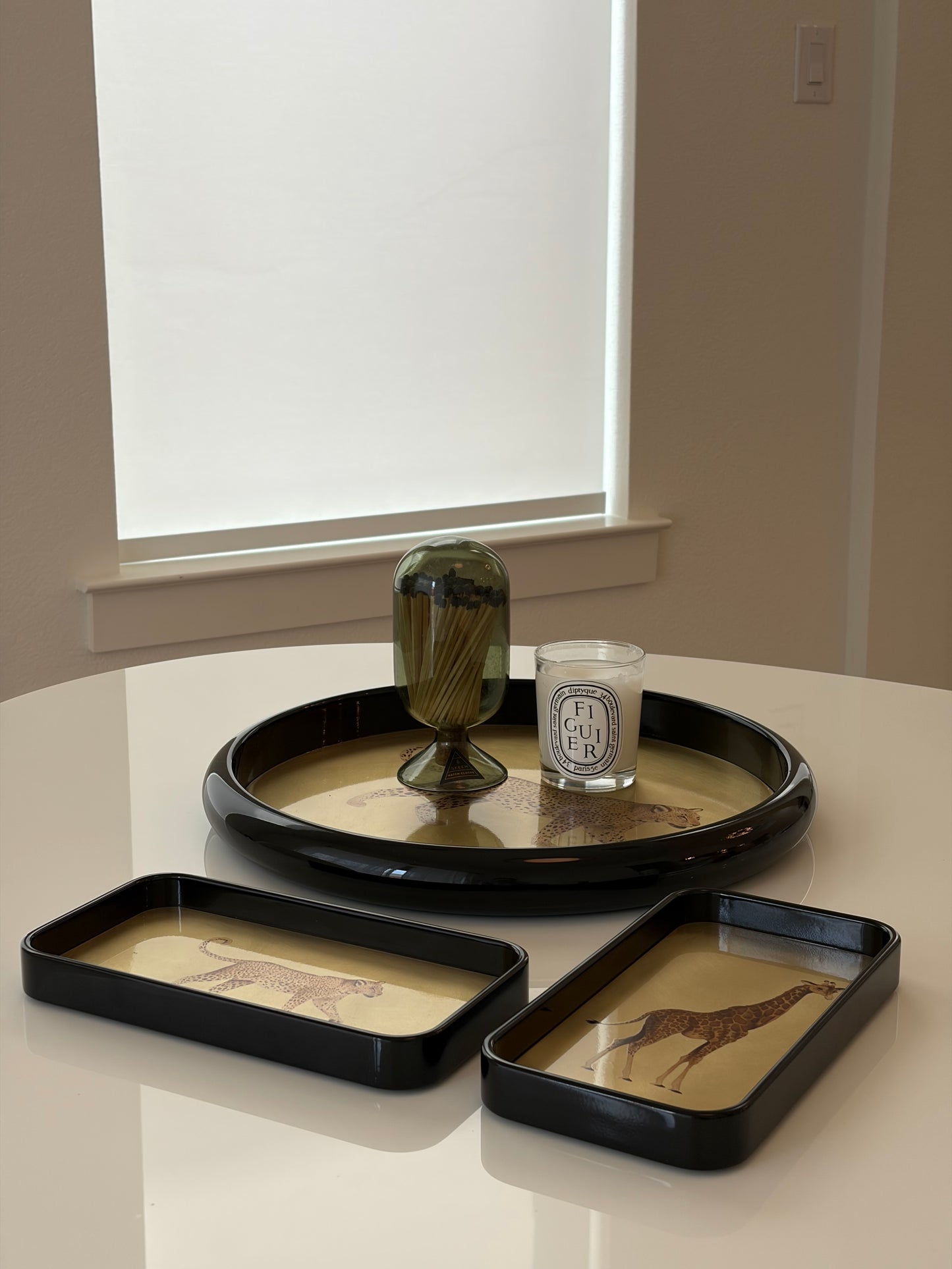 Round Animal Print Brass Tray