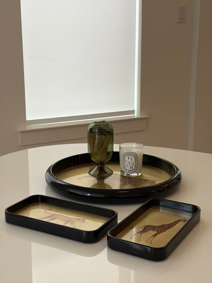 Round Animal Print Brass Tray