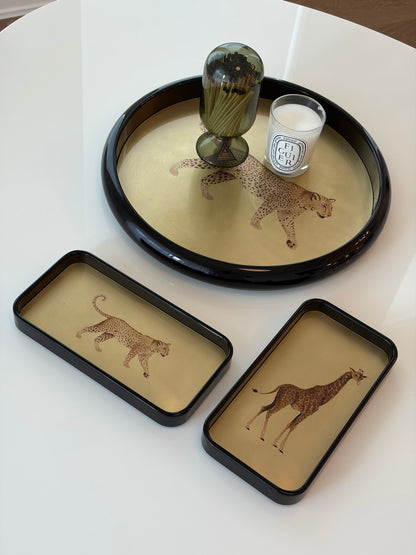 Round Animal Print Brass Tray