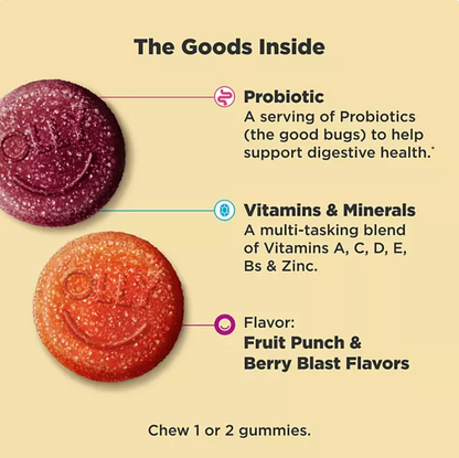 OLLY Kids Multivitamin + Probiotic Gummy, Berry, 160 ct.