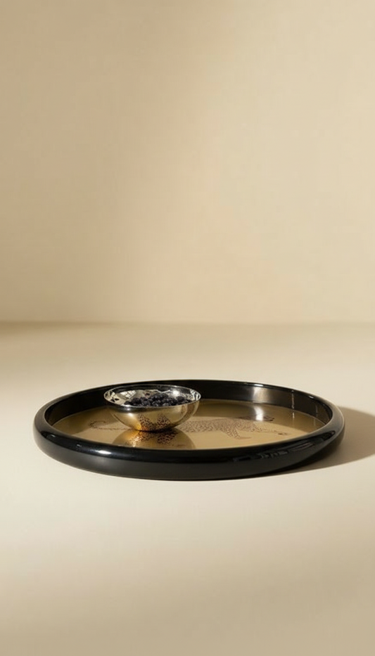 Round Animal Print Brass Tray