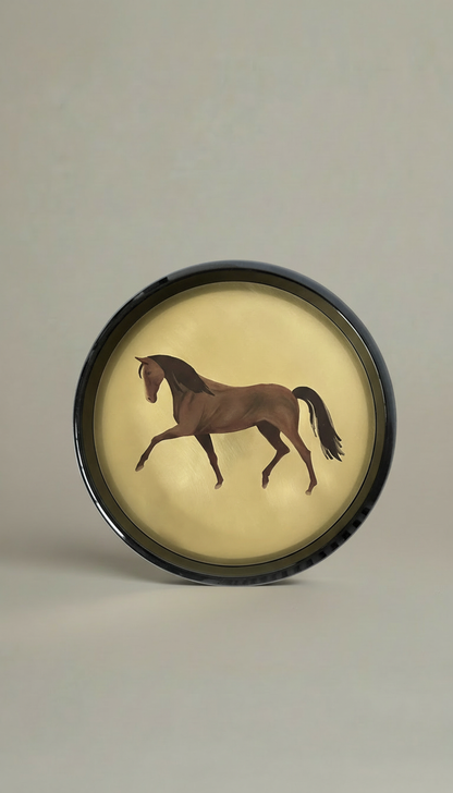 Round Animal Print Brass Tray
