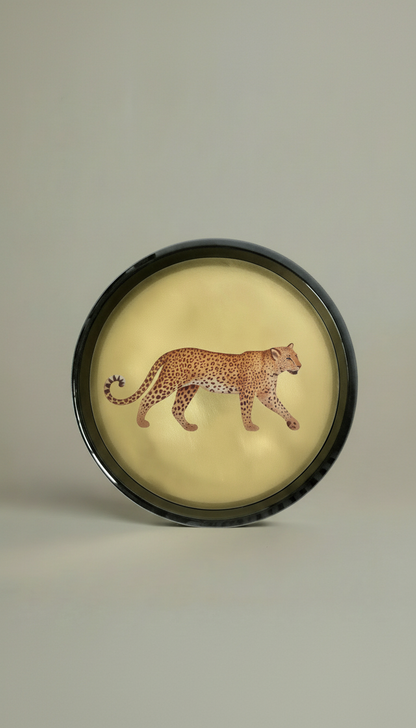 Round Animal Print Brass Tray