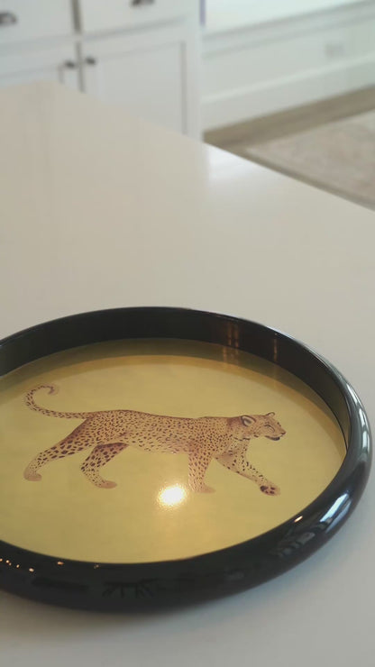 Round Animal Print Brass Tray